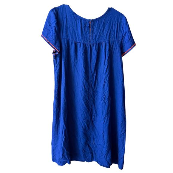 Old Navy Women's Size Large Navy Blue w/Orange Embroidered Neckline Shift Dress - Picture 2 of 8